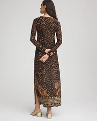 Cheetah-Print Boatneck Column Dress