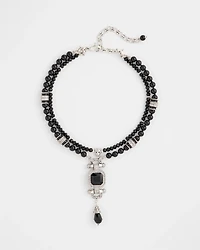 Convertible Black Bead Pendant Necklace