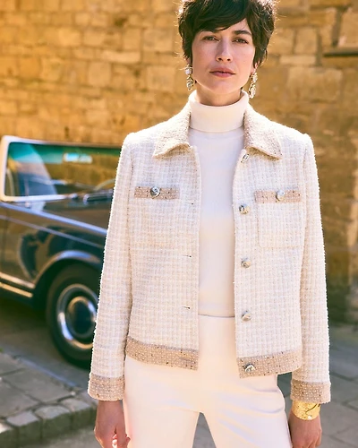 Tonal Neutral Tweed Jacket