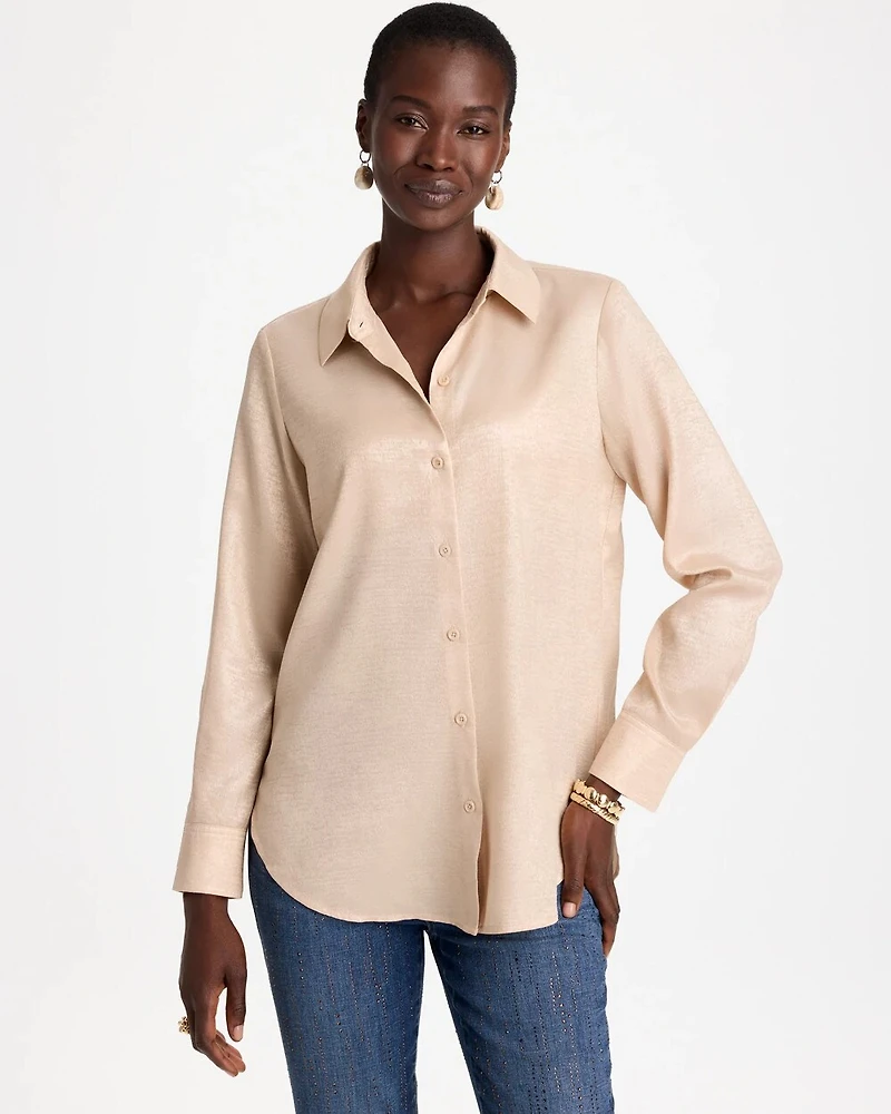 Velvet Collared Long-Sleeve Tunic