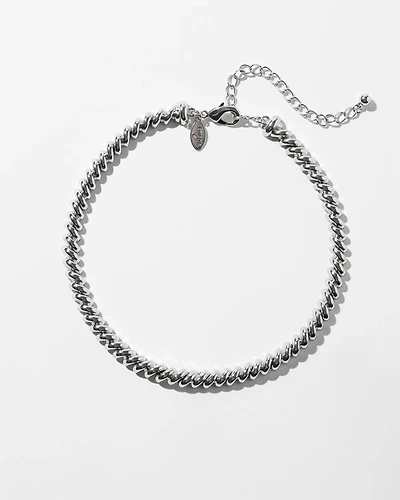 Silver Tone Twist Collar Necklace