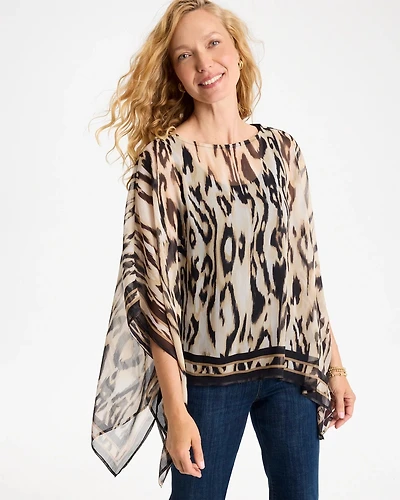 Ikat Print Poncho