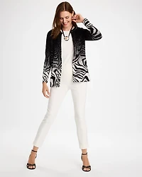 Ombre Animal Faux Leather-Trim Coatigan