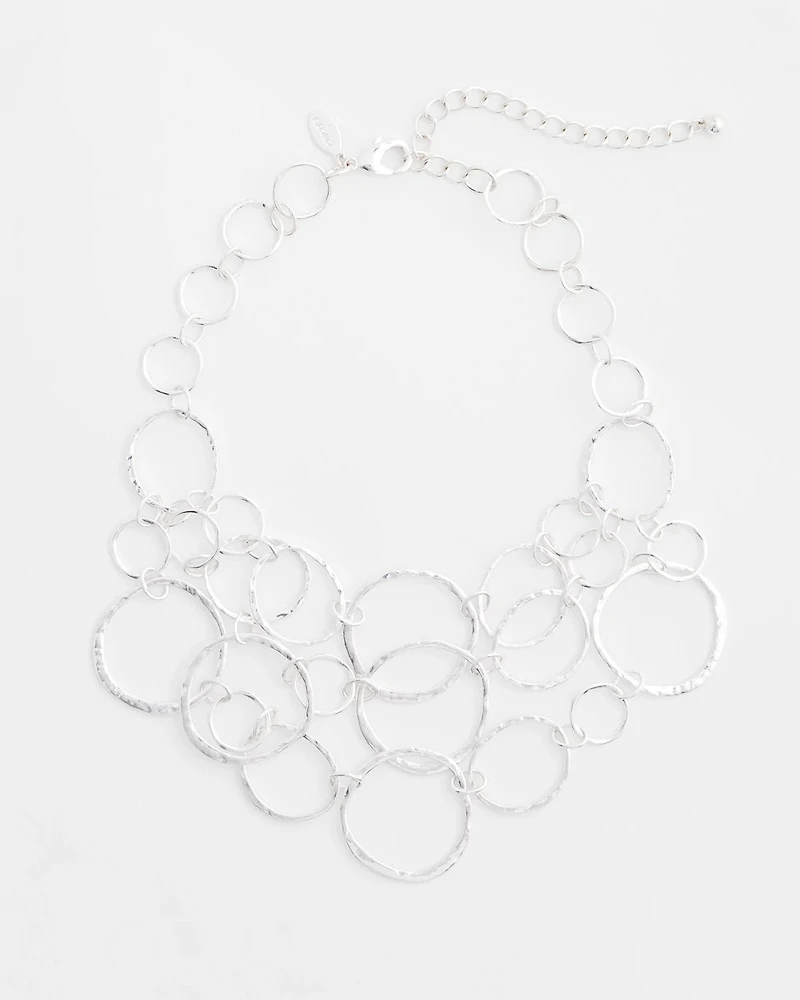 Short Silvertone Multi-Strand Link Necklace