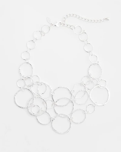 Short Silvertone Multi-Strand Link Necklace