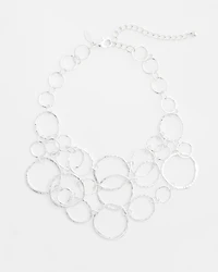 Short Silvertone Multi-Strand Link Necklace