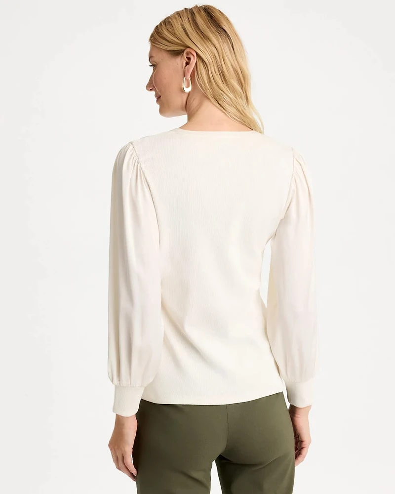 Satin Sleeve Henley Top