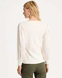 Satin Sleeve Henley Top