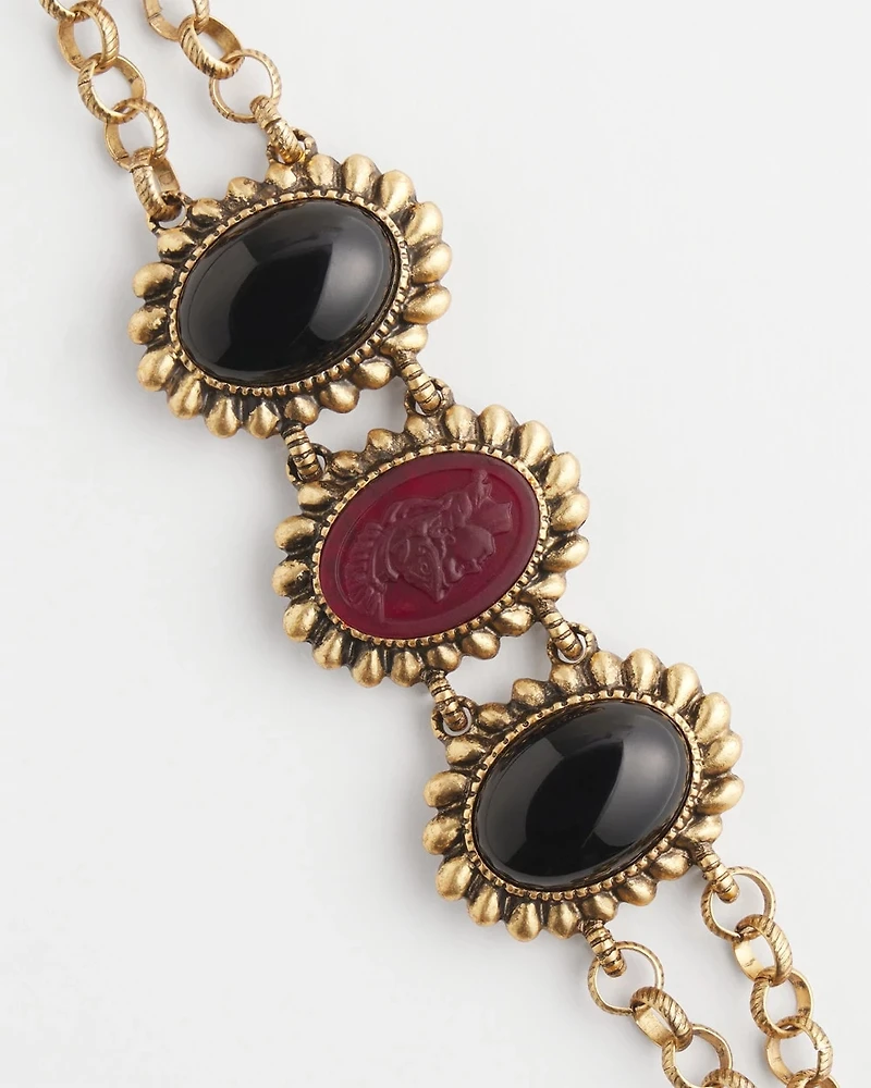 Black Red Cab Toggle Bracelet