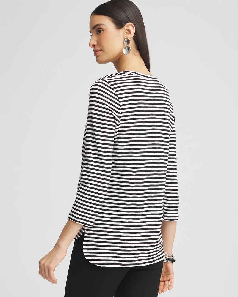 Striped Slub 3/4-Sleeve Tee