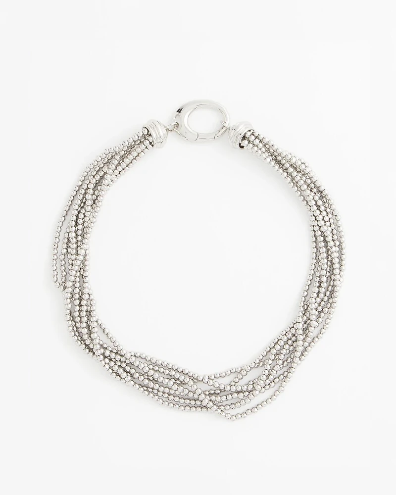 Silvertone Multi-Strand Beaded Necklace