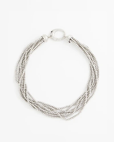 Silvertone Multi-Strand Beaded Necklace