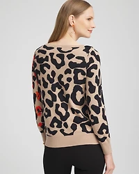 Embroidered Leopard Jacquard Sweater