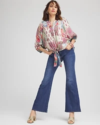 Satin Tie-Front Blouse