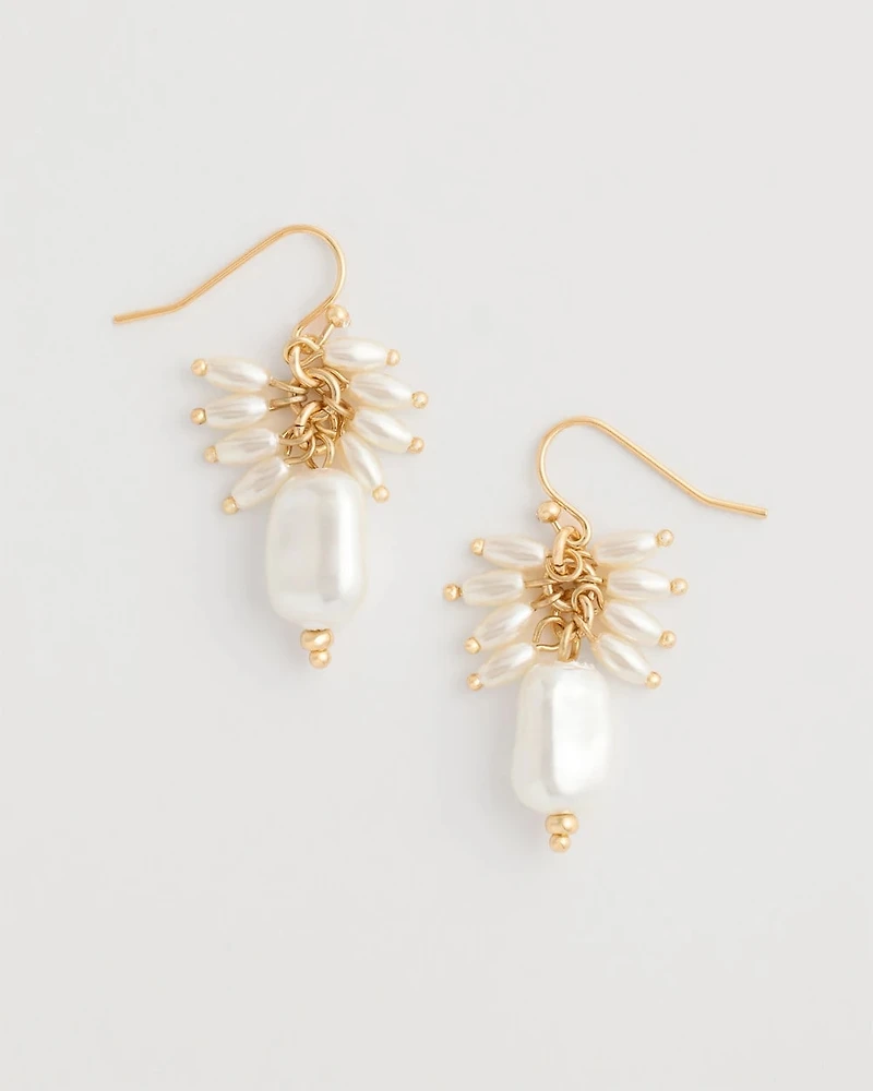 Pearl Cluster Drop Earrings
