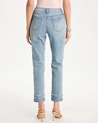Girlfriend Slim Fray Hem Stud Ankle Jeans
