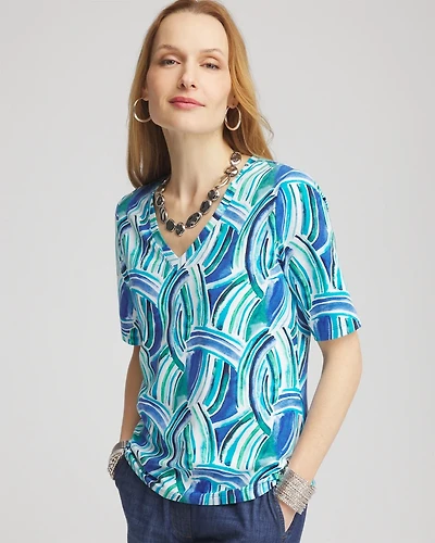 Ocean Print V-Neck Perfect Tee