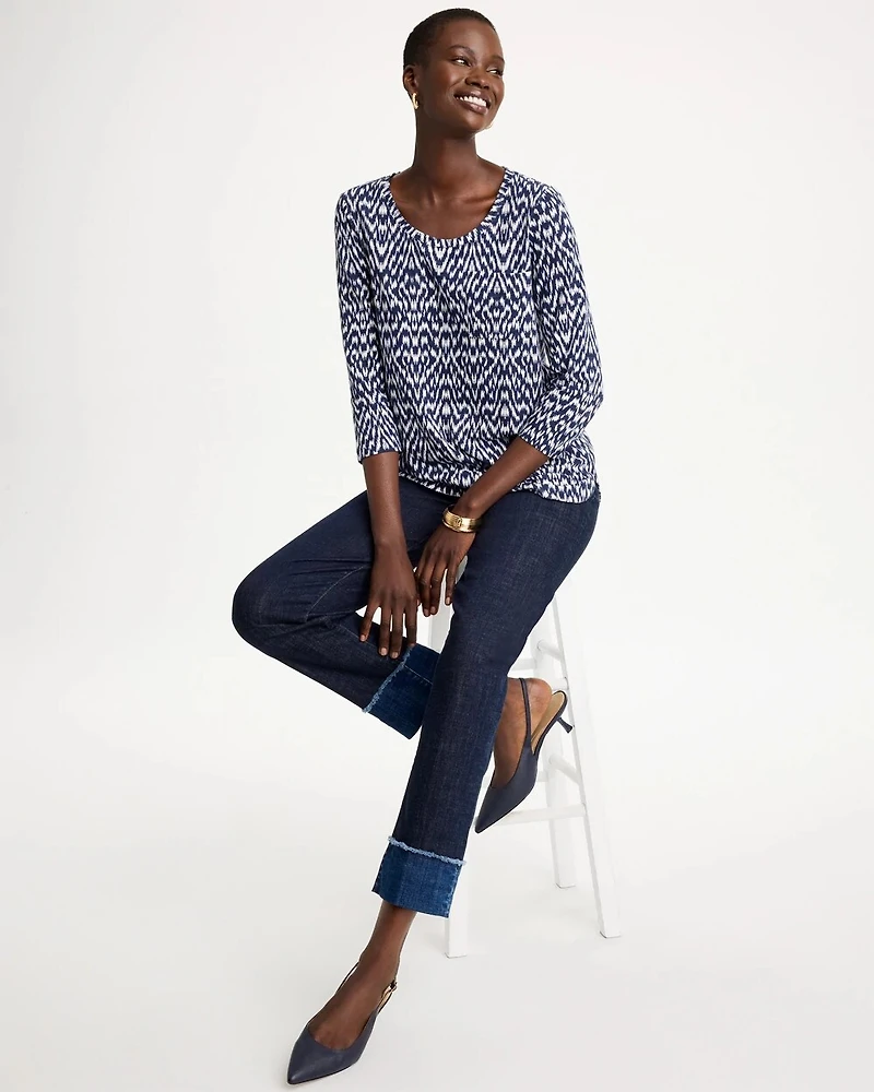Geo Cotton Slub 3/4 Sleeve Tee