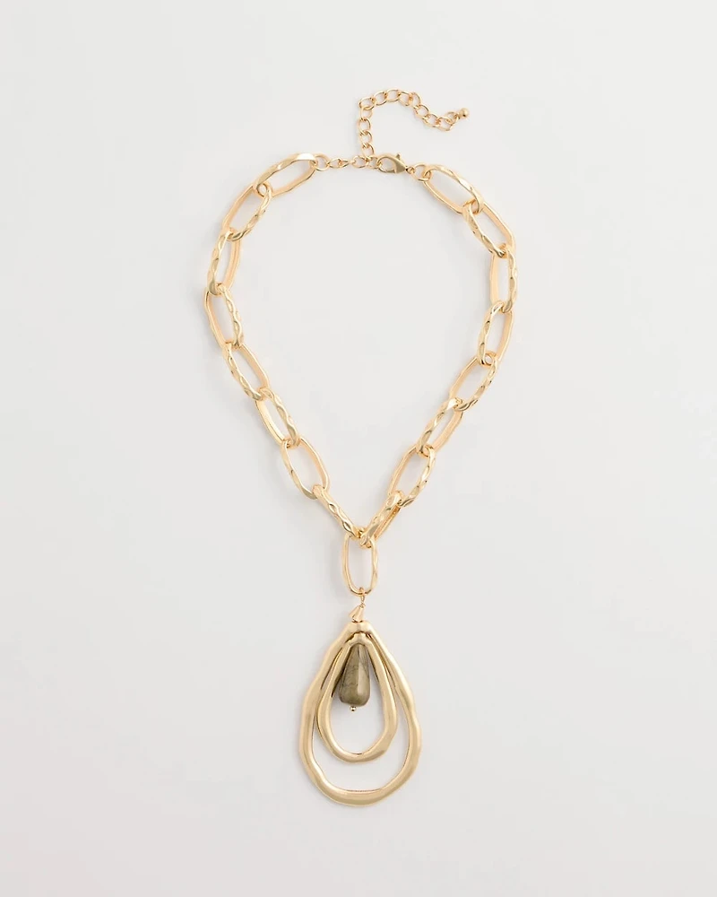 Neutral Teardrop Pendant Necklace