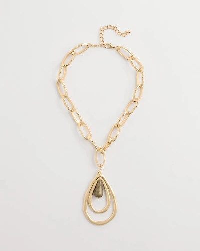 Neutral Teardrop Pendant Necklace