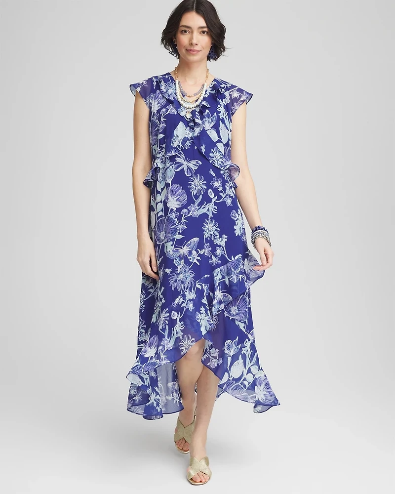 Fit and Flare Chiffon Ruffle Dress