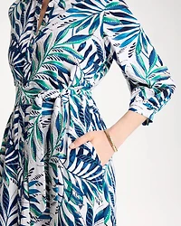 Palm Cotton-Rayon Slub Shirtdress