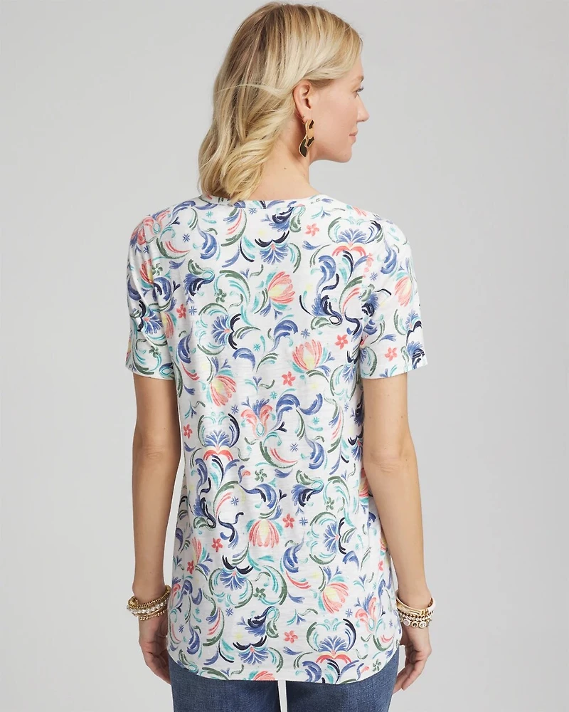 Floral Slub V-Neck Tee