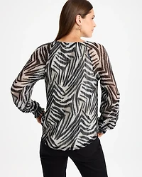 Zebra-Metallic Bodre Crinkle Mesh Top