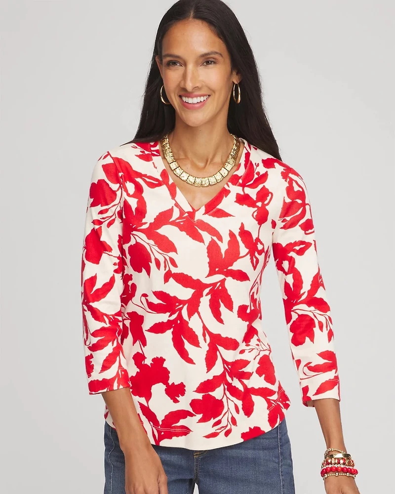 Pima Floral 3/4 Sleeve Tee