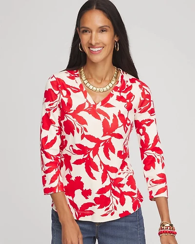 Pima Floral 3/4 Sleeve Tee