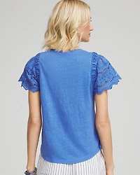 Linen Embroidered Lace Tee
