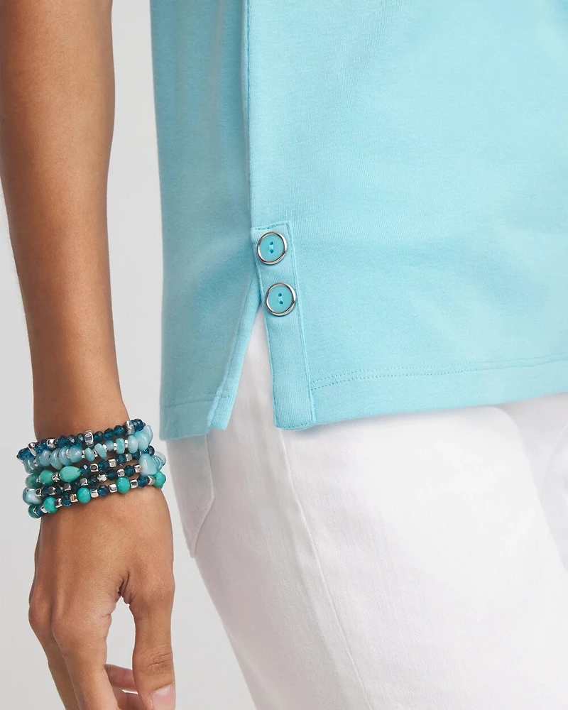 Sleeveless V-Neck Button Tank