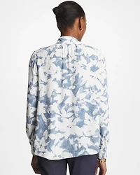 Faux Silk Mockneck Blouse