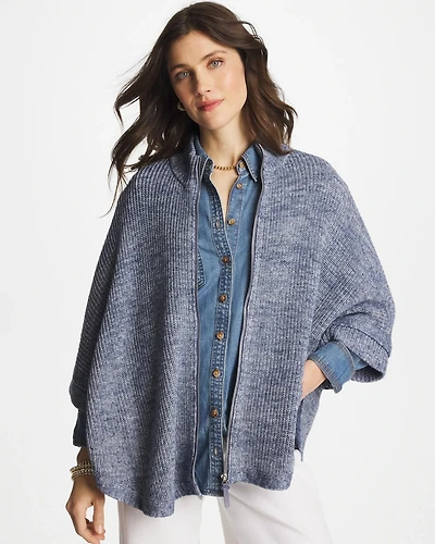 Rounded Hem Zip-Front Ruana