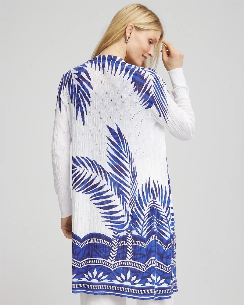 Island Motif Pointelle Long Cardigan