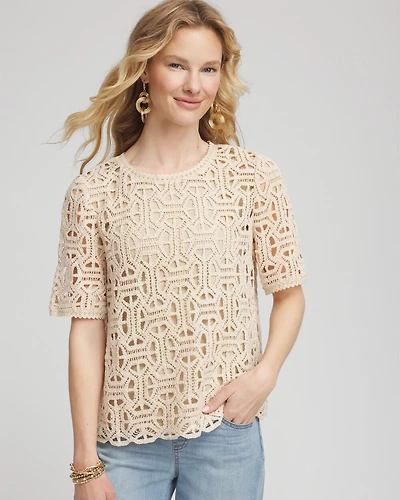 Short-Sleeve Crochet Top