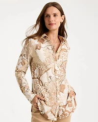 No Iron™ Stretch Neutral Luxe Printed Shirt