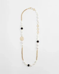 Gold Pearl Long Single-Strand Necklace