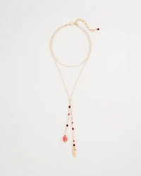 Coral Genuine Stone Y-Pendant Necklace