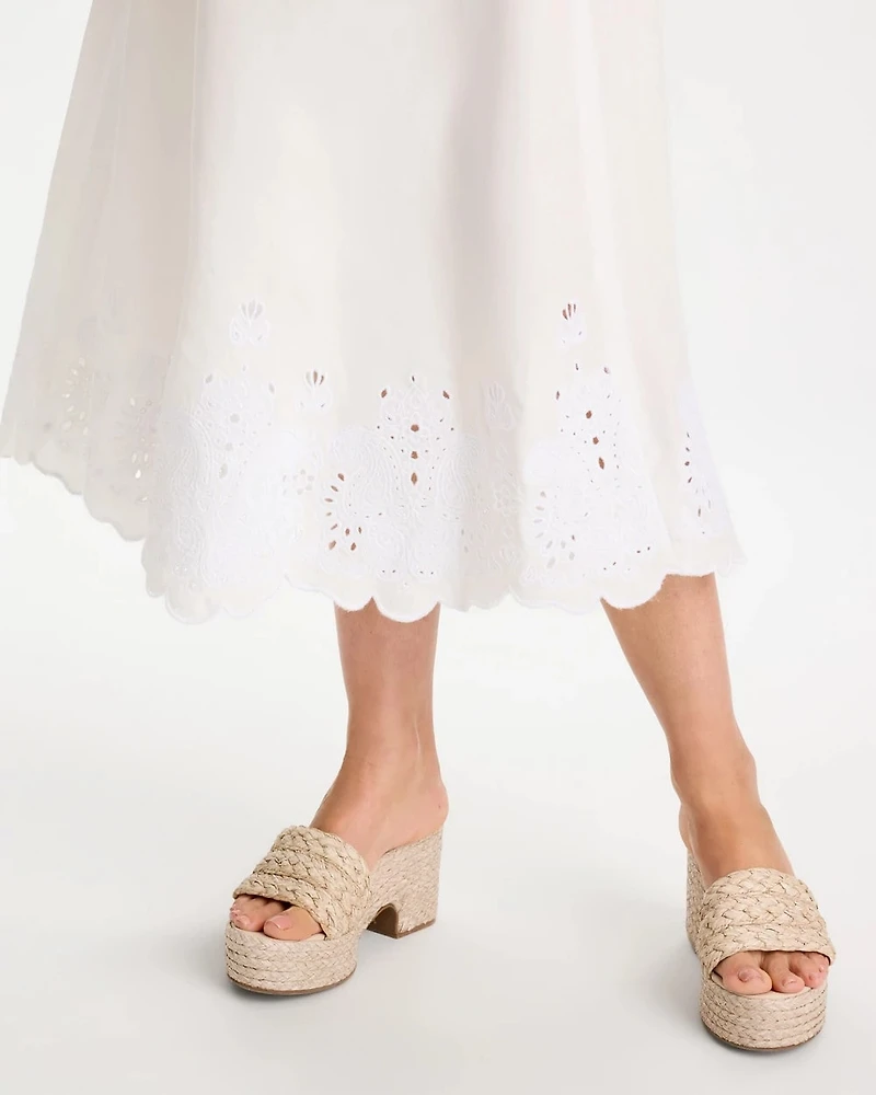 Alabaster Twill Embroidered Hem Skirt