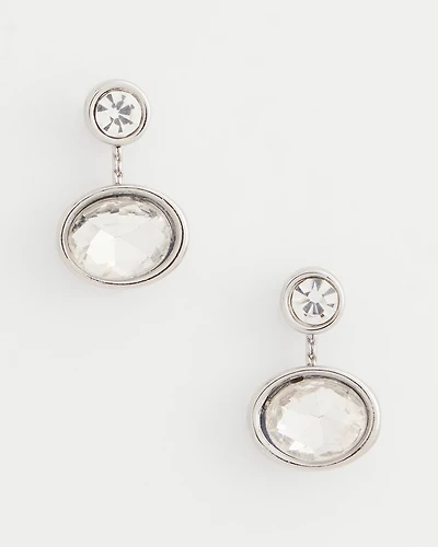 Silvertone Bezel Stud Earrings