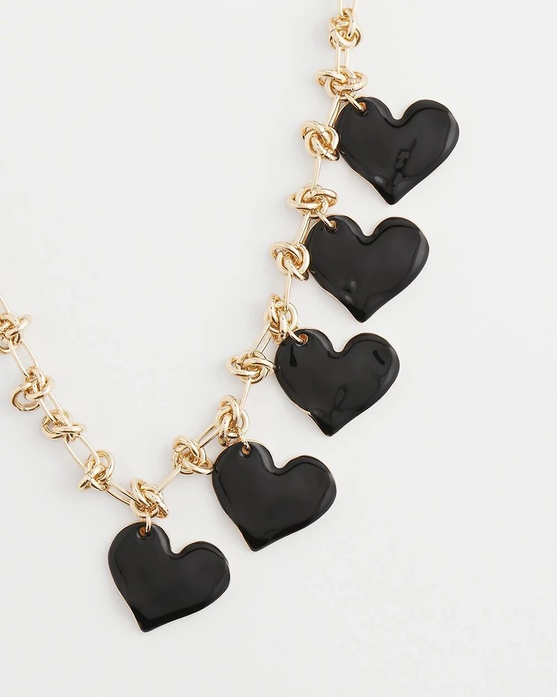 Black Heart Drop Off Necklace
