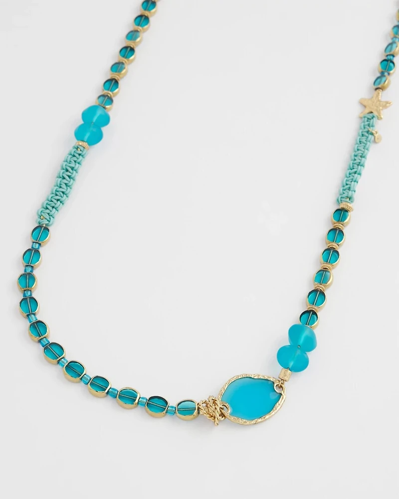 Sea Blue Single-Strand Necklace