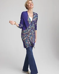 Ella Peacock-Print Cardigan Sweater