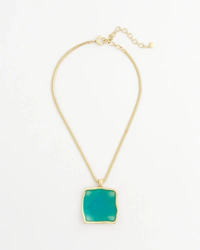 Gold-Tone Square Pendant Necklace