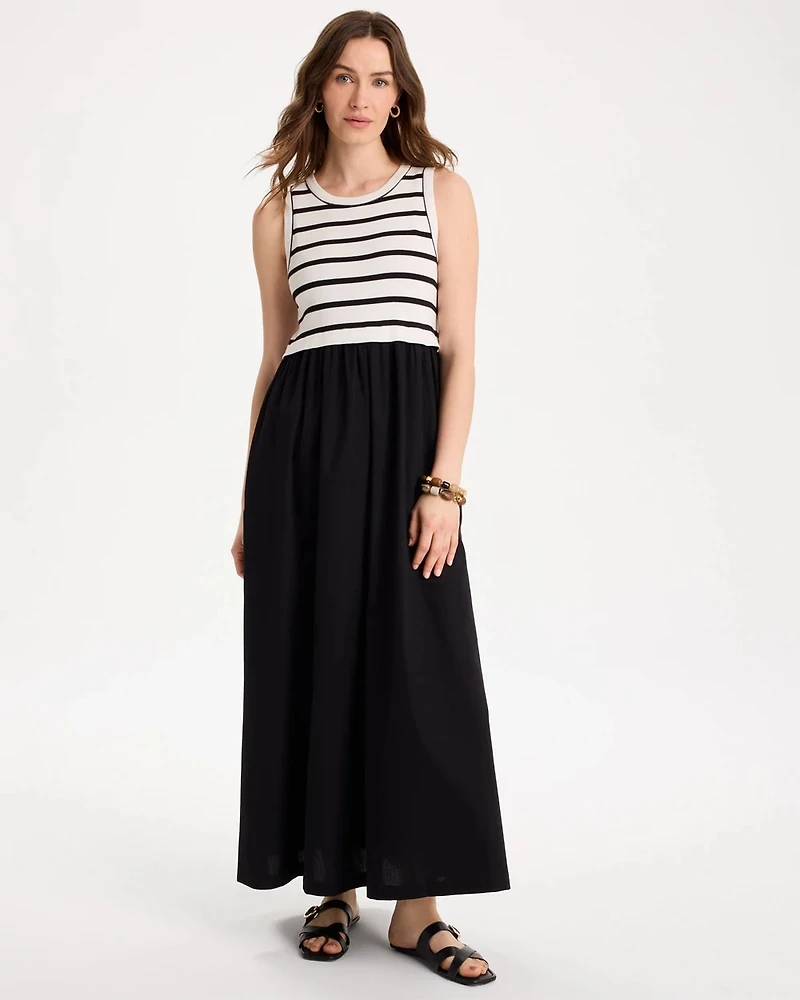 Poplin Cotton Rib Mix Dress