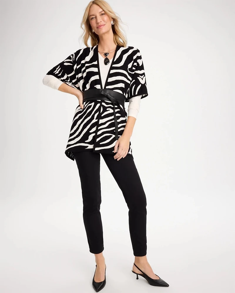 Jacquard Zebra Open-Front Ruana