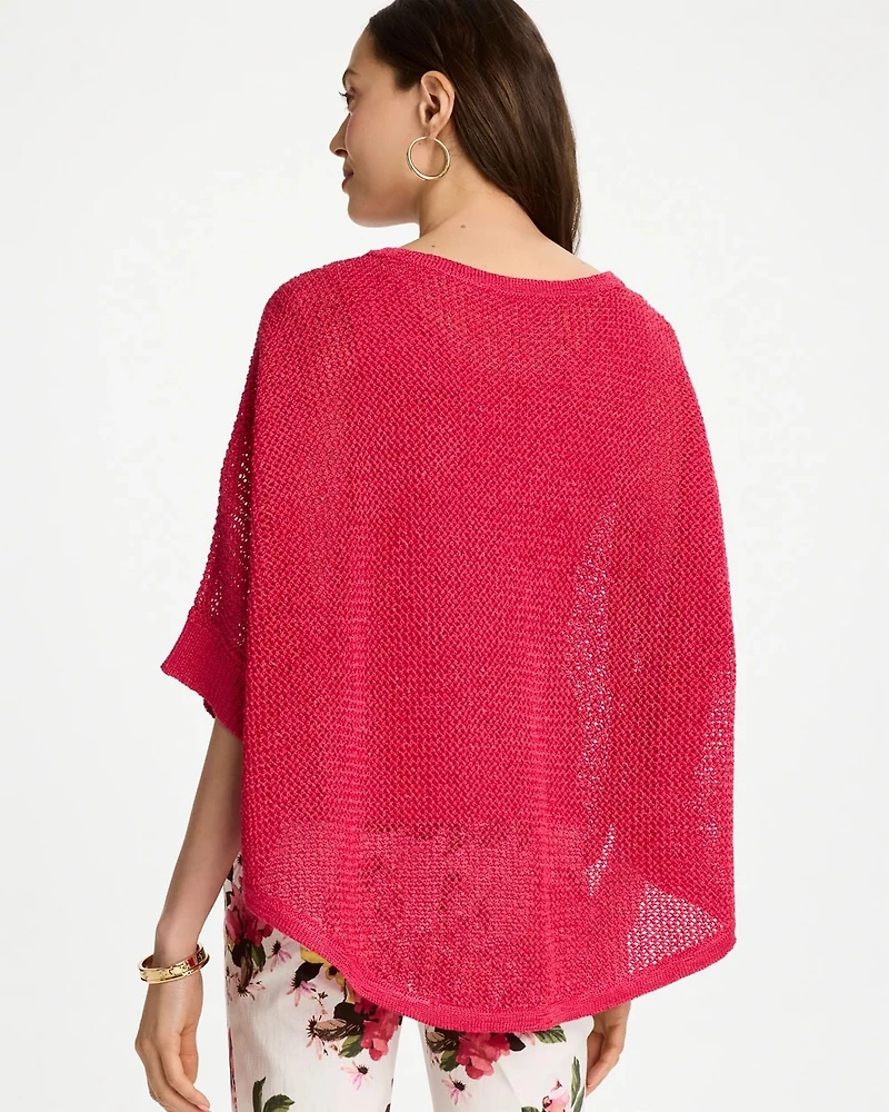 Sequin Boatneck Rounded Hem Poncho