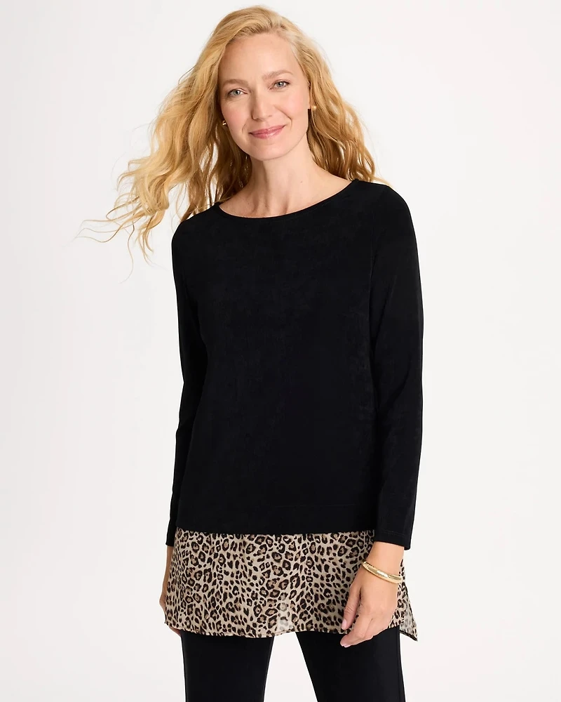 Travelers™ Leopard Chiffon-Hem Tunic