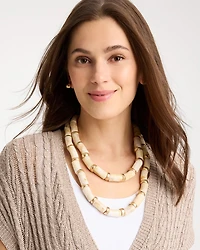 White Beaded Double-Strand Necklace